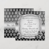 Elegant zwarte zilveren vlinderjuweel kaart (Voorkant / Achterkant)