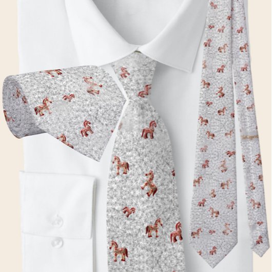 Elegant Zweeds Dala Paard Grijs Rood Stropdas