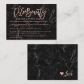 Elegant zweeft Logo faux roos gouden zwarte marmer Visitekaartje (Voorkant / Achterkant)