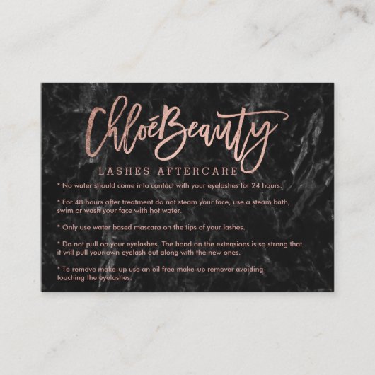 Elegant zweeft Logo faux roos gouden zwarte marmer Visitekaartje (Voorkant)