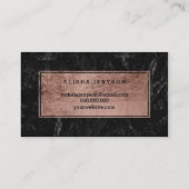 Elegant zweeft script faux roos Gold zwarte marmer Visitekaartje (Achterkant)
