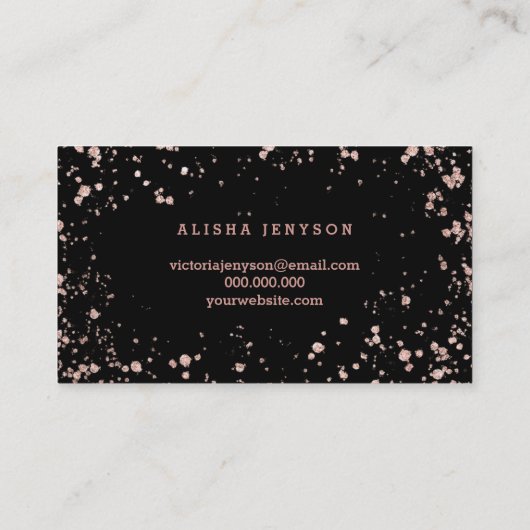 Elegant zweepslagen script roos Gold confetti spla Visitekaartje (Achterkant)