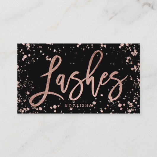 Elegant zweepslagen script roos Gold confetti spla Visitekaartje (Voorkant)