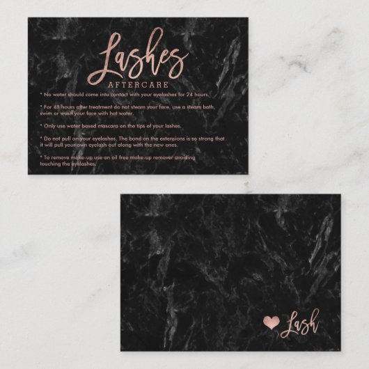 Elegant zweetjes nazorg roos gouden zwarte marmer visitekaartje (Voorkant / Achterkant)