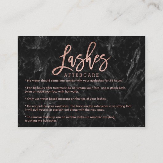 Elegant zweetjes nazorg roos gouden zwarte marmer visitekaartje (Voorkant)