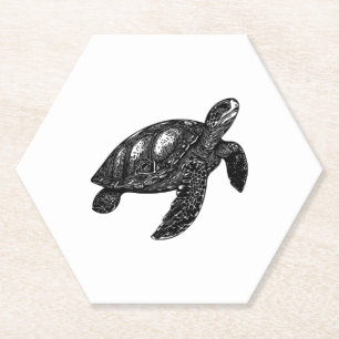 Elegant Zwemmen Oude Water Schildpad Copy Kartonnen Onderzetters