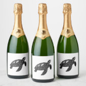 Elegant Zwemmen Oude Water Schildpad Copy Sparkling Wijnetiket (Flessen)