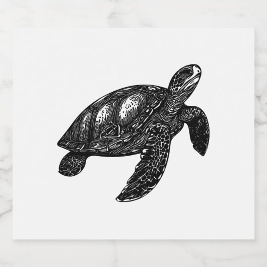 Elegant Zwemmen Oude Water Schildpad Copy Sparkling Wijnetiket (Enkel label)