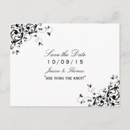 Elegant zwemt zwart en wit huwelijk sparen de datu aankondigingskaart