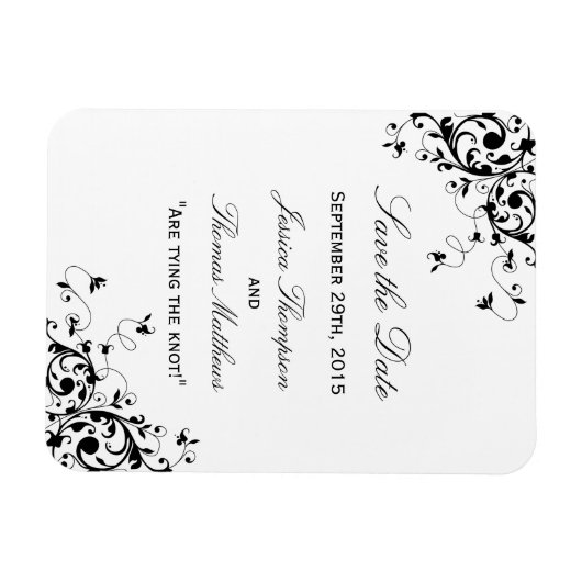 Elegant zwemt zwart en wit huwelijk sparen de datu magneet (Horizontaal)