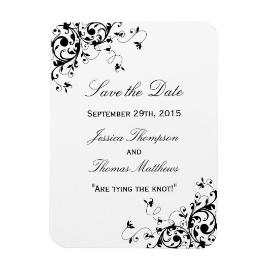 Elegant zwemt zwart en wit huwelijk sparen de datu magneet (Verticaal)