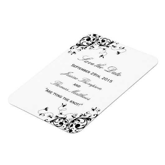 Elegant zwemt zwart en wit huwelijk sparen de datu magneet (Linkerzijde)