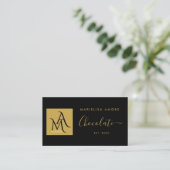 ElegantBlack Gold Script Logo Chocolate Branding Visitekaartje (Staand voorkant)