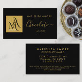 ElegantBlack Gold Script Logo Chocolate Branding Visitekaartje