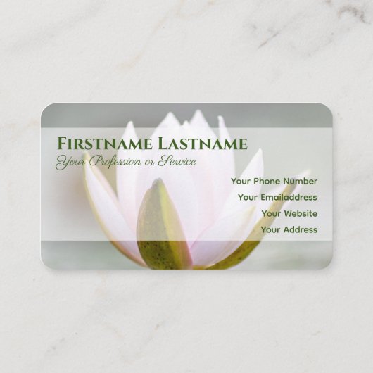 Elegante 100% natuurlijke organische waterlelie st visitekaartje (Achterkant)