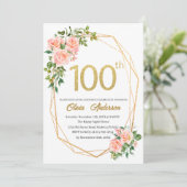 Elegante 100e verjaardag feest waterverf glitters kaart (Staand voorkant)