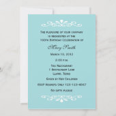 Elegante 100e verjaardag foto uitnodiging (Achterkant)