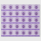 Elegante 100e verjaardag Paarse glitter met strepe Cadeaupapier (Vlak)