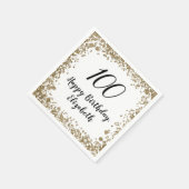 Elegante 100e verjaardag servetten met gouden pail (Hoek)