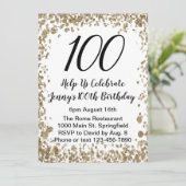 Elegante 100e verjaardag uitnodiging voor haar in (Staand voorkant)