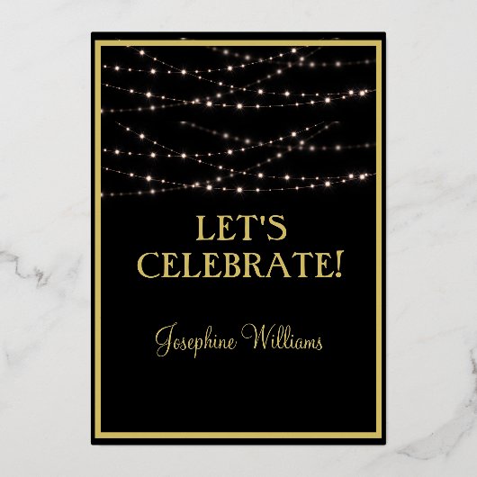 Elegante 100e verjaardag Zwart ECHT Goud Folie Uitnodiging (Achterkant)