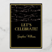 Elegante 100e verjaardag Zwart ECHT Goud Folie Uitnodiging (Achterkant)