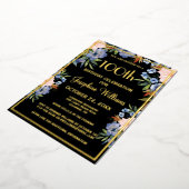 Elegante 100e verjaardag Zwart ECHT Goud Folie Uitnodiging (Gedraaid)