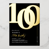 Elegante 100e verjaardagsfeest folie uitnodiging (Voorkant)