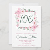 Elegante 100ste verjaardag uitnodigingen Floral Pi (Voorkant)