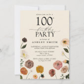 Elegante 100ste Verjaardagsfeestje Terracotta Bloe Kaart (Voorkant)