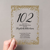 Elegante 102e verjaardagsuitnodiging voor haar in 