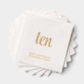 Elegante 10e bruiloft Jubileum Gold Foil servetten (Insitu (Gestapeld))