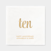 Elegante 10e bruiloft Jubileum Gold Foil servetten (Voorkant)