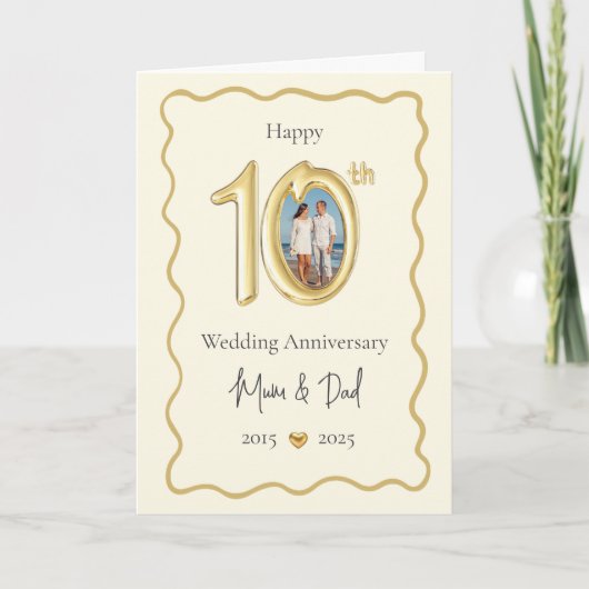 Elegante 10e bruiloft Jubileum Kaart - Mum & Dad (Voorkant)