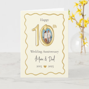 Elegante 10e bruiloft Jubileum Kaart - Mum & Dad