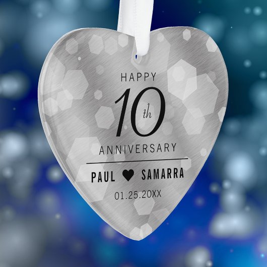 Elegante 10e Tin Bruiloft Jubileum Acryl Ornament