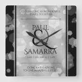 Elegante 10e Tin Bruiloft Jubileum Acryl Vierkante Klok (Voorkant)