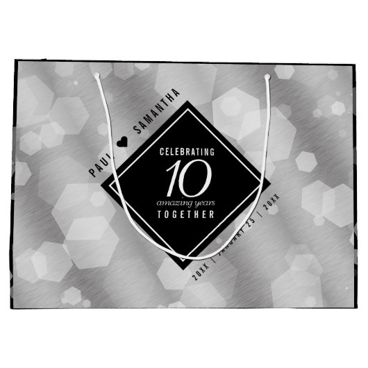 Elegante 10e Tin Bruiloft Jubileum Celebration L Groot Cadeauzakje (Achterkant)