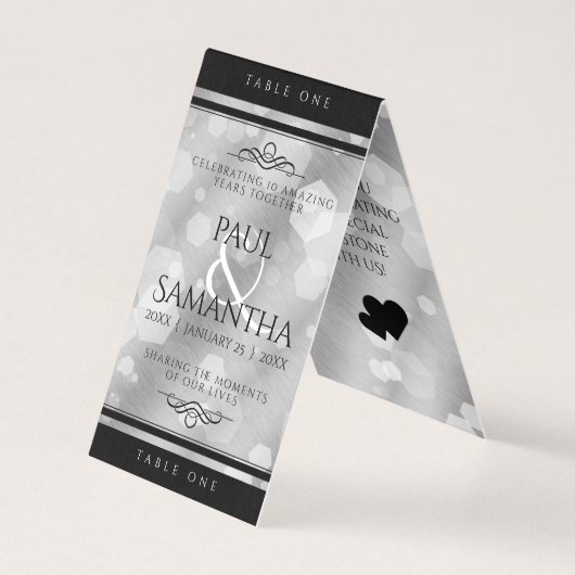 Elegante 10e Tin Bruiloft Jubileum Tafel Kaart (Voorkant)
