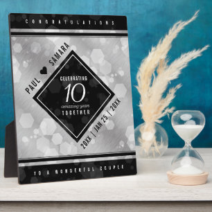 Elegante 10e tin huwelijksjubileum fotoplaat