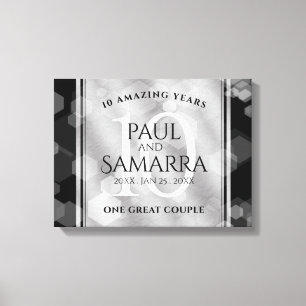 Elegante 10e tin huwelijksjubileumviering canvas afdruk