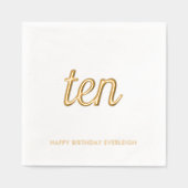 Elegante 10e verjaardag moderne gouden folie serve folie servetten (Voorkant)