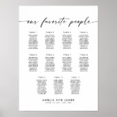 Elegante 11 tafels Favoriete mensen Zitplaatskaart Poster (Voorkant)