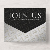 Elegante 11e Stalen Bruiloft Viering All In One Uitnodiging (Achterkant)