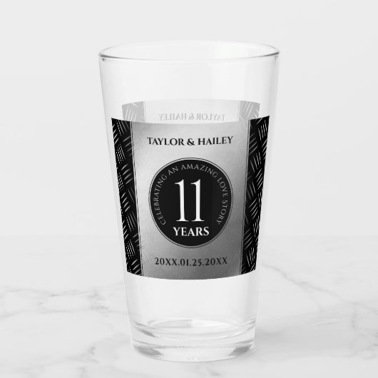 Elegante 11e stalen huwelijksjubileumviering glas (Achterkant)