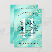 Elegante 11e trouwdag met turkoois bedankkaart (Voorkant / Achterkant)