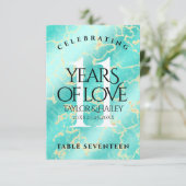 Elegante 11e trouwdag met turkoois bedankkaart (Staand voorkant)