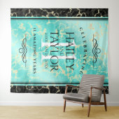 Elegante 11e trouwdag met turkoois jubileum wandkleed (In Situ (horizontaal))