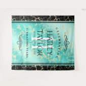 Elegante 11e trouwdag met turkoois jubileum wandkleed (Voorkant (horizontaal))