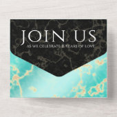 Elegante 11e Turquoise Huwelijksjubileum All In One Uitnodiging (Achterkant)